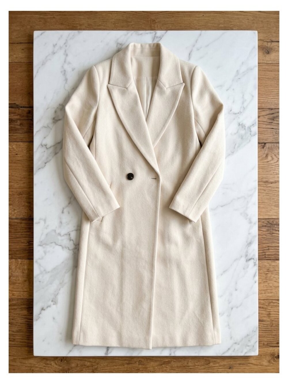 Women's Long Wool Blend Pea Coat Button Front Overcoat